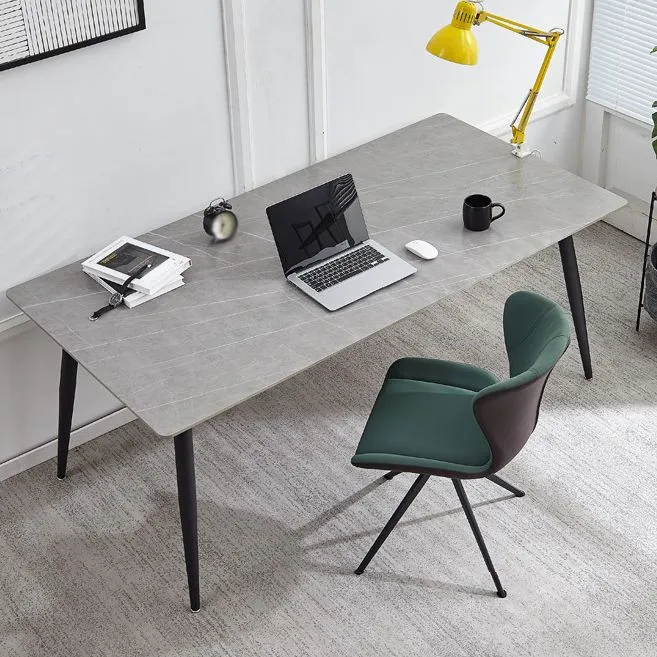 Scrivania rettangolare contemporanea Parsons scrivania da ufficio con gambe metallo Clearhalo