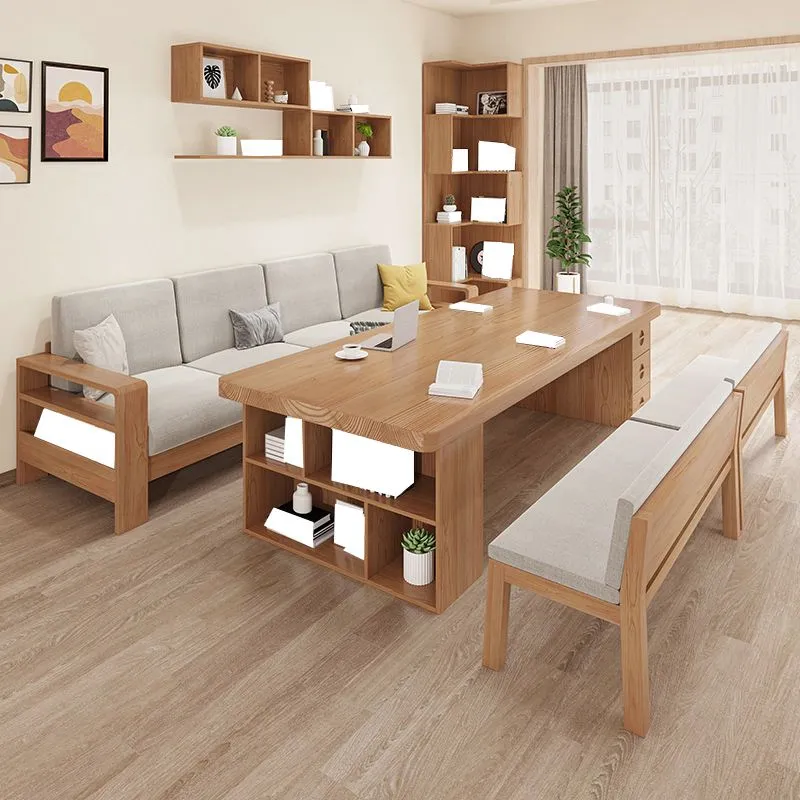 Scrivania rettangolare contemporanea da soggiorno legno massello Clearhalo