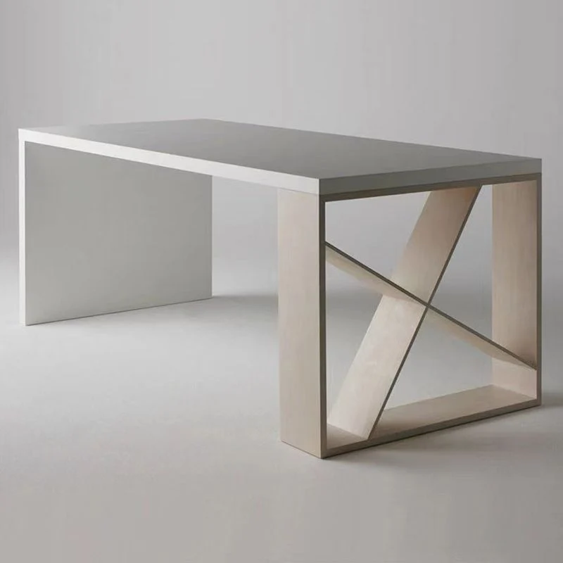 Scrivania rettangolare legno massello bianco, scrivania per riunioni Glam per ufficio Clearhalo