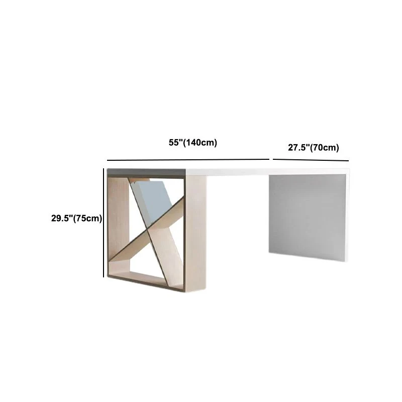 Scrivania rettangolare legno massello bianco, scrivania per riunioni Glam per ufficio Clearhalo