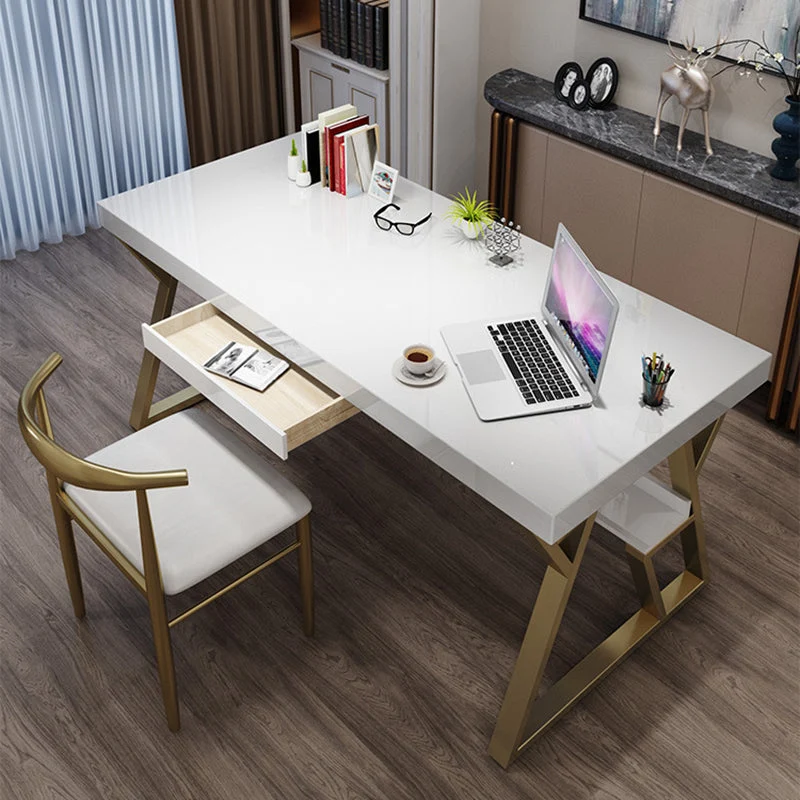Scrivania rettangolare legno massello Scrivania da ufficio alta 29,53 pollici con ripiano Clearhalo