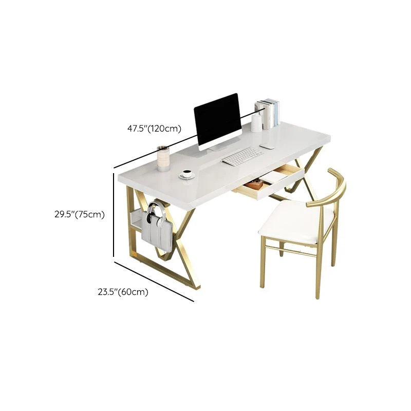 Scrivania rettangolare legno massello scrivania da ufficio alta 29,53 pollici con 1 ripiano Clearhalo