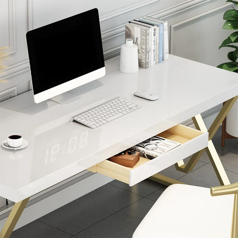 Scrivania rettangolare legno massello scrivania da ufficio alta 29,53 pollici con 1 ripiano Clearhalo