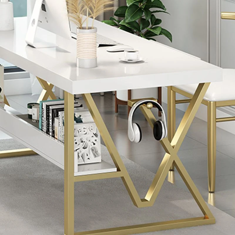 Scrivania rettangolare legno massello scrivania da ufficio alta 29,53 pollici con 1 ripiano Clearhalo