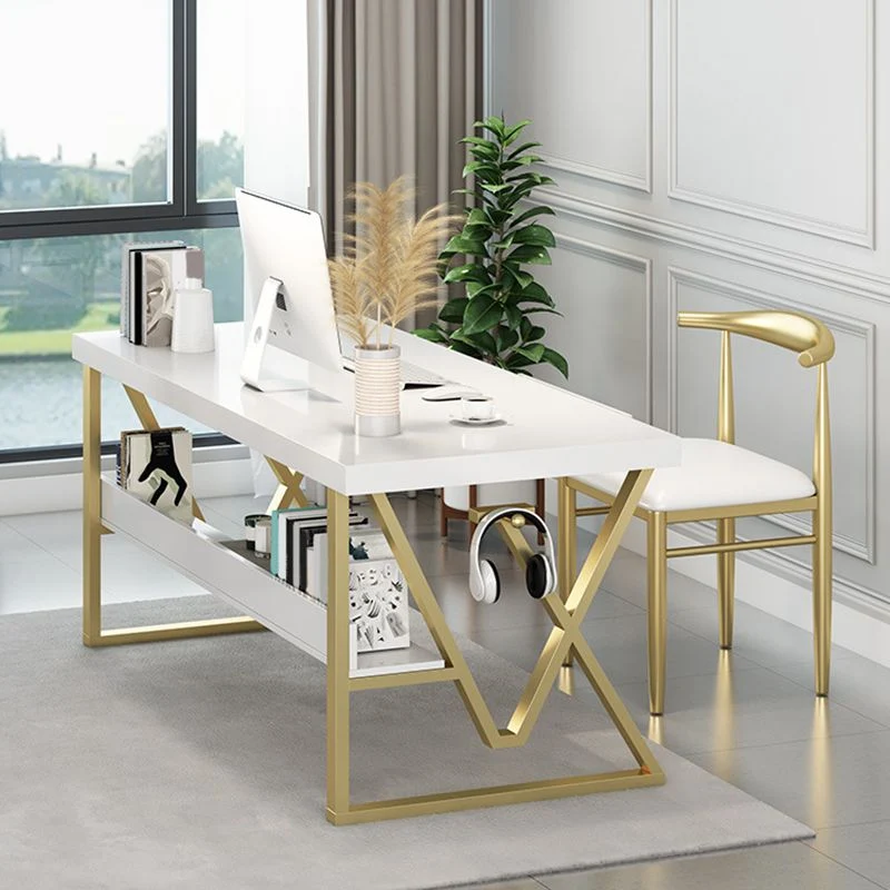 Scrivania rettangolare legno massello scrivania da ufficio alta 29,53 pollici con 1 ripiano Clearhalo