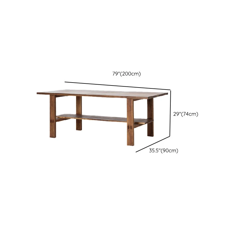 Scrivania rettangolare legno massello da soggiorno, scrivania da ufficio, 29,1" H Clearhalo