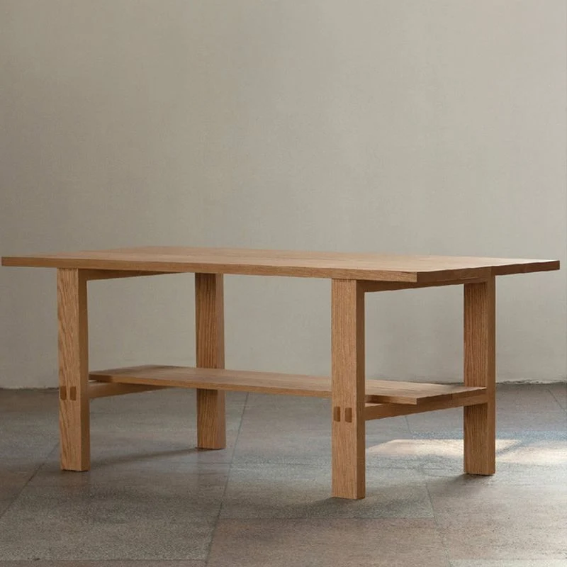 Scrivania rettangolare legno massello da soggiorno, scrivania da ufficio, 29,1" H Clearhalo
