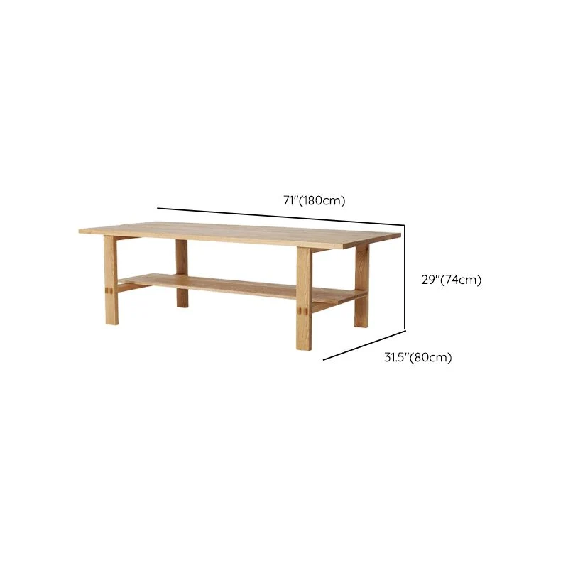 Scrivania rettangolare legno massello da soggiorno, scrivania da ufficio, 29,1" H Clearhalo