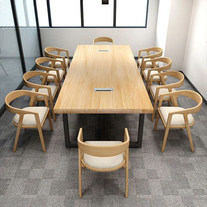 Scrivania da riunione rettangolare legno massello Scrivania industriale per ufficio Clearhalo