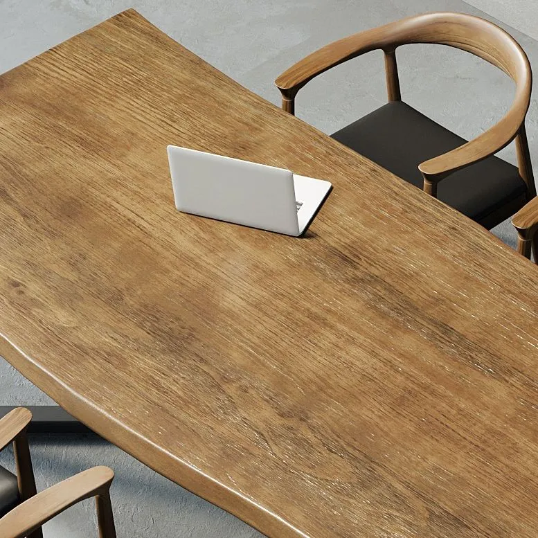 Scrivania stile moderno Scrivania da ufficio per riunioni irregolare legno massello Clearhalo