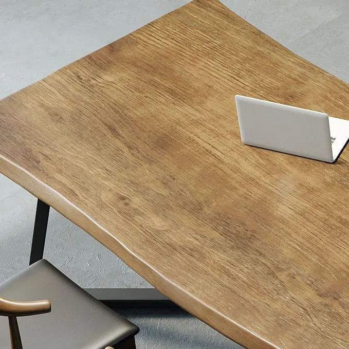 Scrivania stile moderno Scrivania da ufficio per riunioni irregolare legno massello Clearhalo