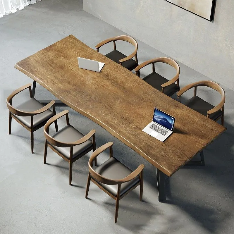 Scrivania stile moderno Scrivania da ufficio per riunioni irregolare legno massello Clearhalo