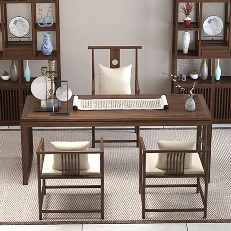 Scrivania da studio legno massello Scrivania rettangolare con base slitta, 29,5 "H Clearhalo