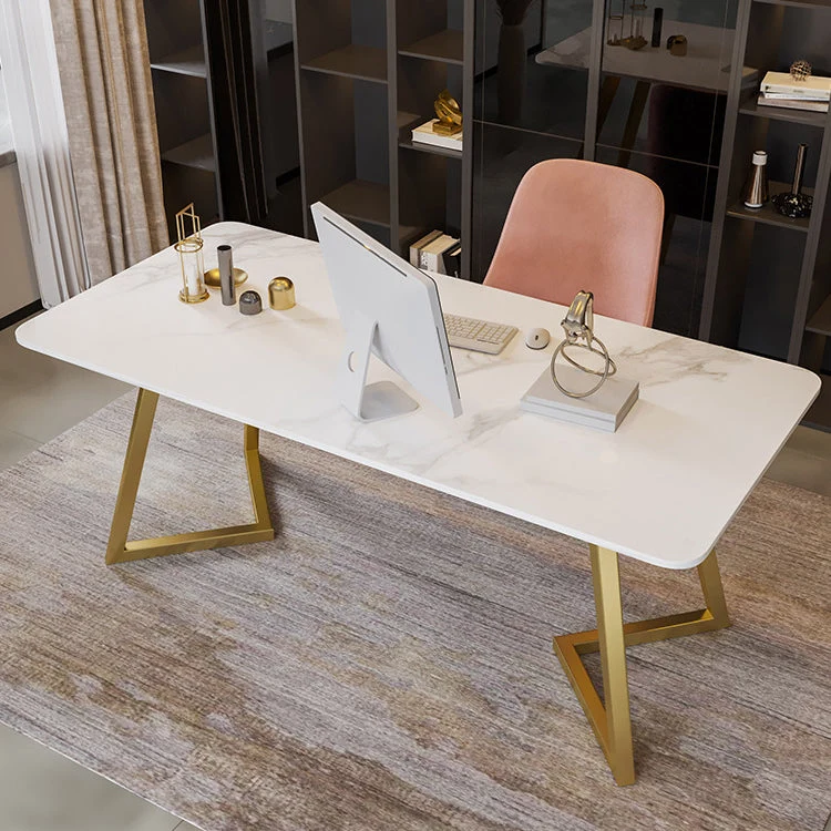 Scrivania da ufficio alta da 29,53 pollici Scrivania curva 1 ripiano con gambe metallo Clearhalo