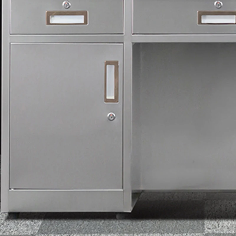 Scrivania da Ufficio Argento di Forma Rettangolare con 3/5 Cassetti per Ufficio Clearhalo