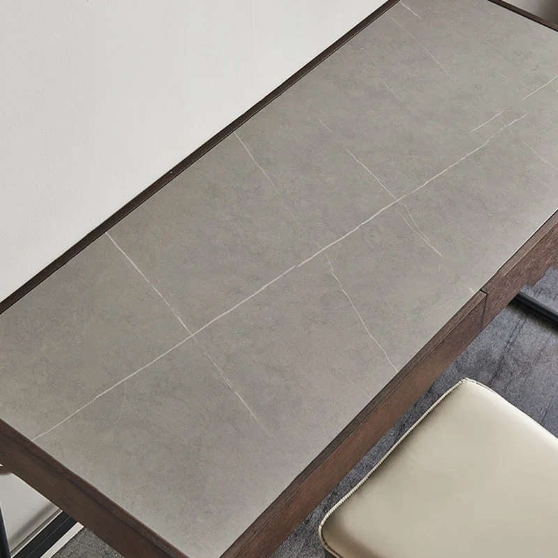 Scrivania da ufficio contemporanea di forma rettangolare Scrivania operativa pietra con 2 gambe grigio Clearhalo
