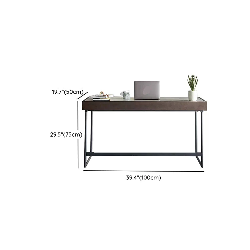 Scrivania da ufficio contemporanea di forma rettangolare Scrivania operativa pietra con 2 gambe grigio Clearhalo