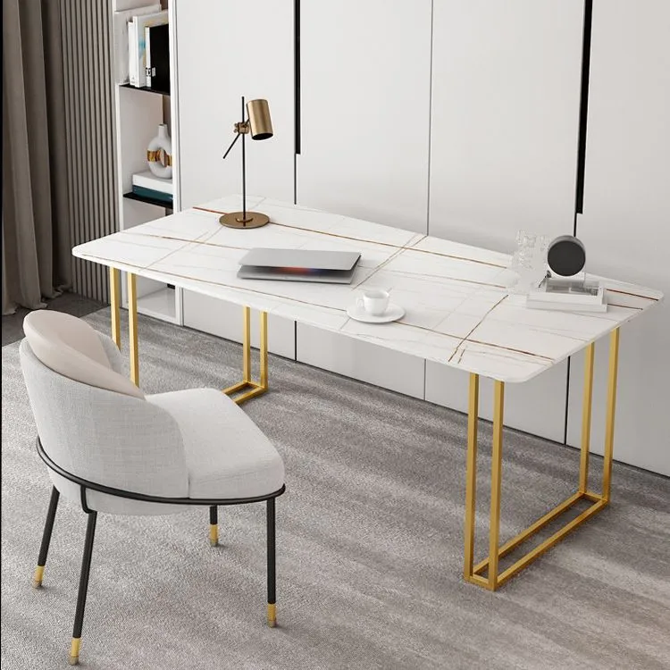 Scrivania da ufficio curva Glam Stone, scrivania alta 29,53 pollici con base slitta Clearhalo