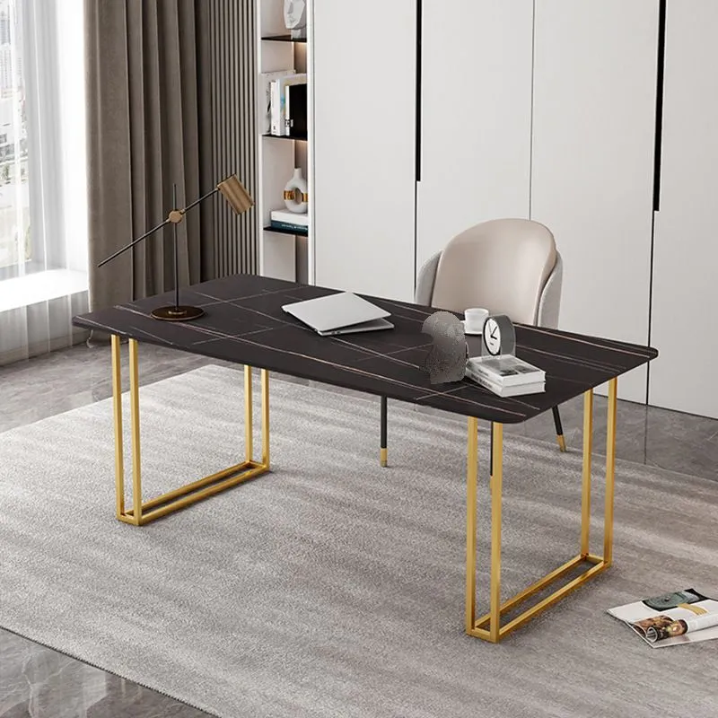 Scrivania da ufficio curva Glam Stone, scrivania alta 29,53 pollici con base slitta Clearhalo