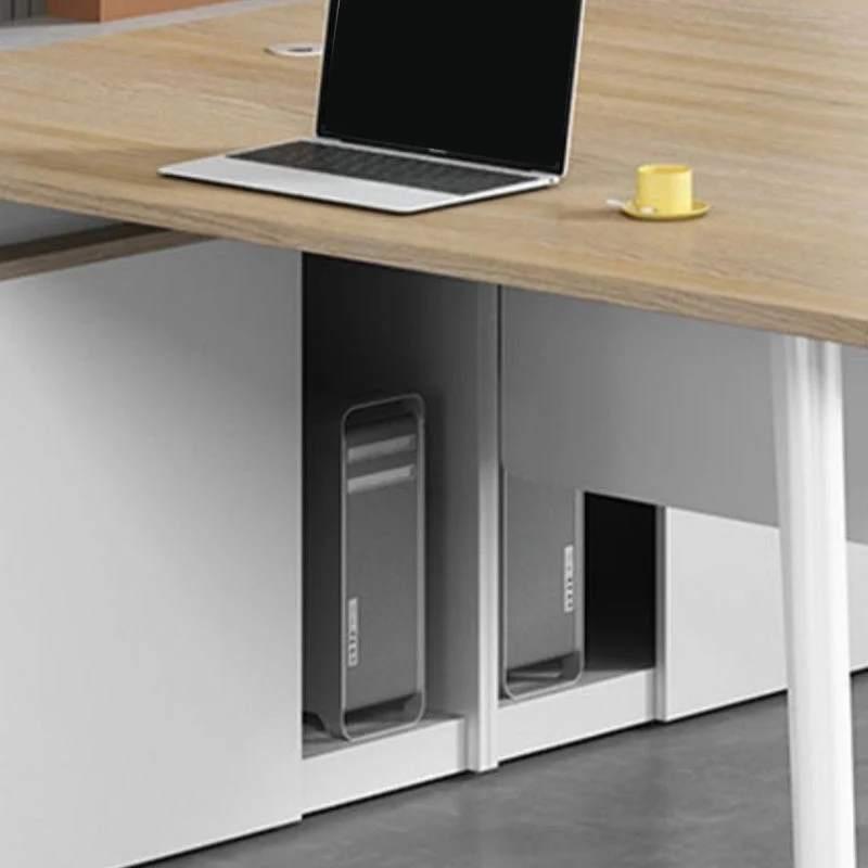 Scrivania da ufficio di forma rettangolare legno con 1 cassetto marrone/nero Clearhalo
