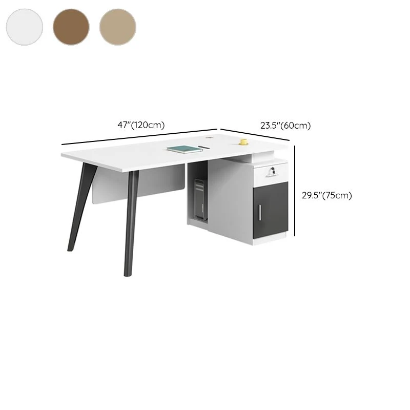 Scrivania da ufficio di forma rettangolare legno con 1 cassetto marrone/nero Clearhalo