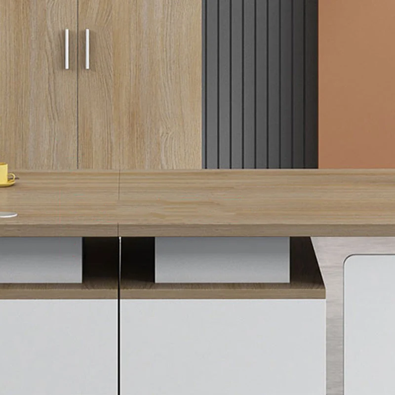 Scrivania da ufficio di forma rettangolare legno con 1 cassetto marrone/nero Clearhalo