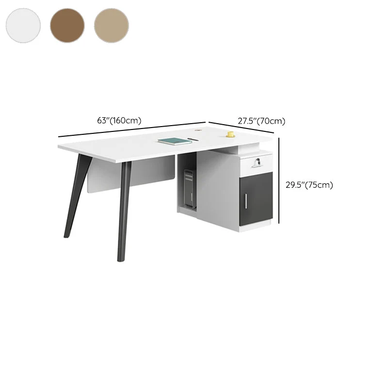 Scrivania da ufficio di forma rettangolare legno con 1 cassetto marrone/nero Clearhalo