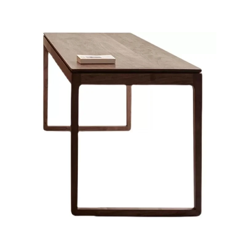 Scrivania da ufficio di forma rettangolare legno massello marrone con 2 gambe Clearhalo