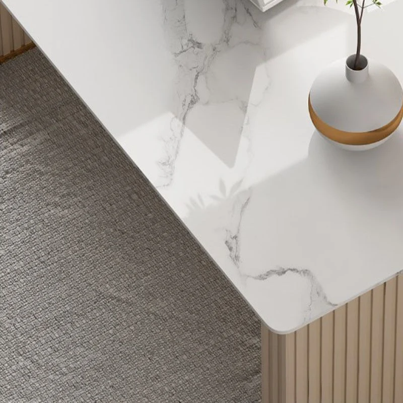 Scrivania da ufficio Glam Beige da 23,6 pollici di larghezza pietra e metallo Clearhalo