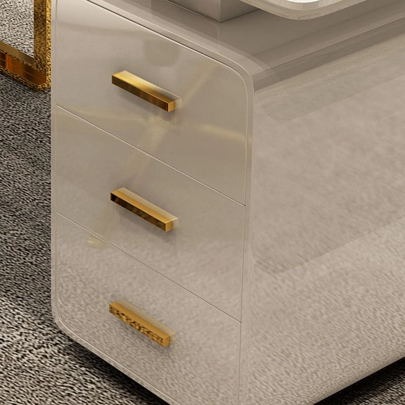 Scrivania da ufficio Glam rettangolare con 3 cassetti portaoggetti, scrivania legno artificiale Clearhalo