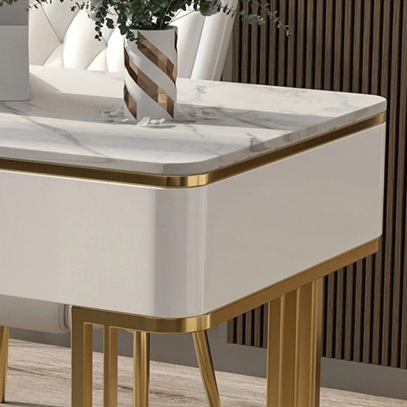 Scrivania da ufficio Glam slitta bianca e oro con cassetto Clearhalo