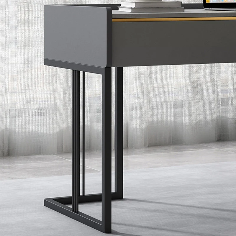 Scrivania da ufficio industriale marmo Scrivania rettangolare con 2 cassetti Clearhalo