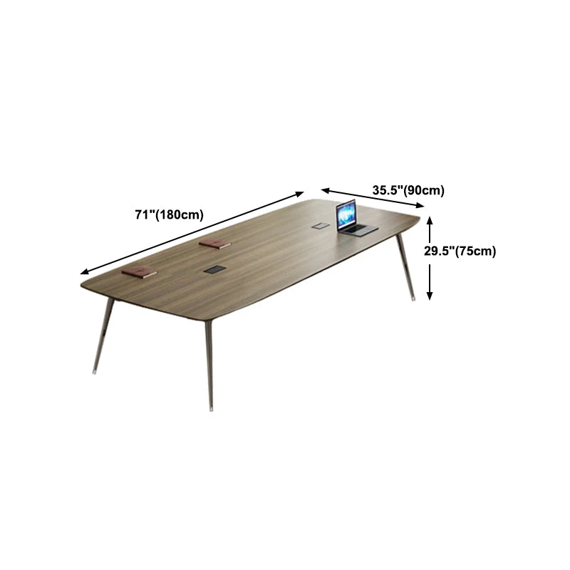 Scrivania da ufficio industriale marrone con gambe ferro scrivania legno artificiale Parsons Clearhalo