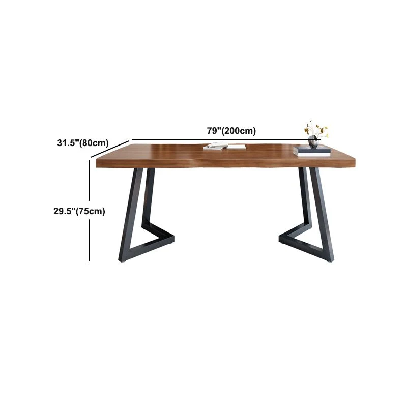 Scrivania da ufficio industriale rettangolare con gambe metallo. Scrivania legno massello Clearhalo