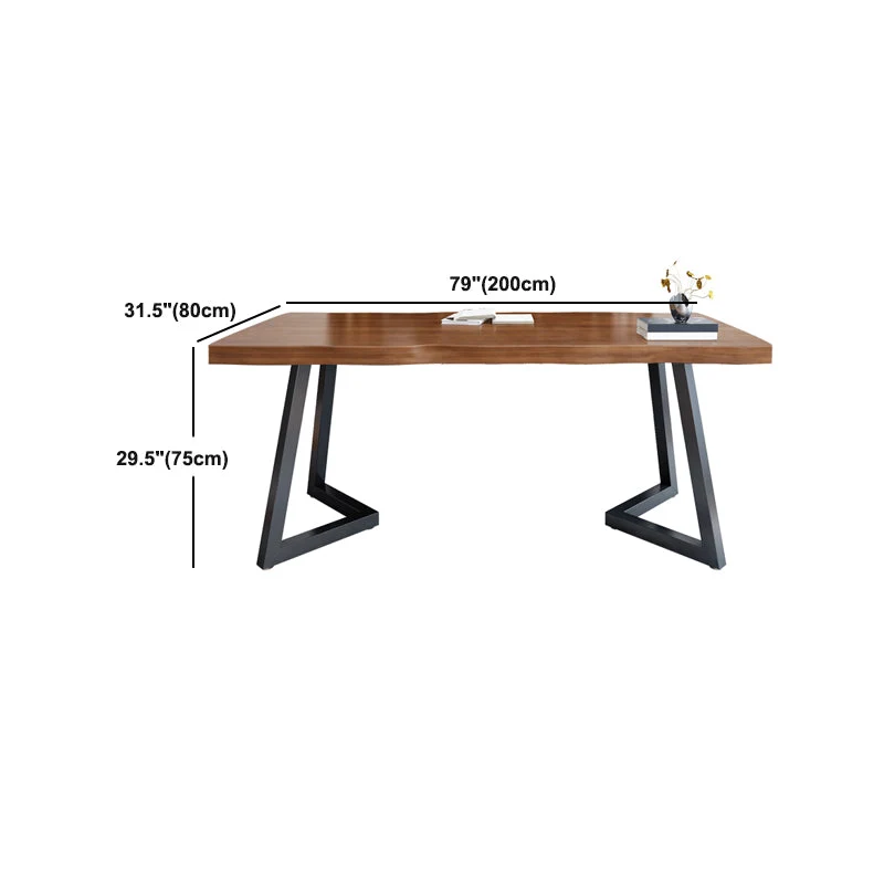 Scrivania da ufficio industriale rettangolare con gambe metallo. Scrivania legno massello Clearhalo