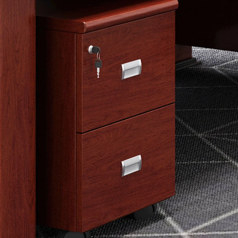 Scrivania da ufficio legno 2 cassetti Scrivania da ufficio marrone per casa o ufficio Clearhalo