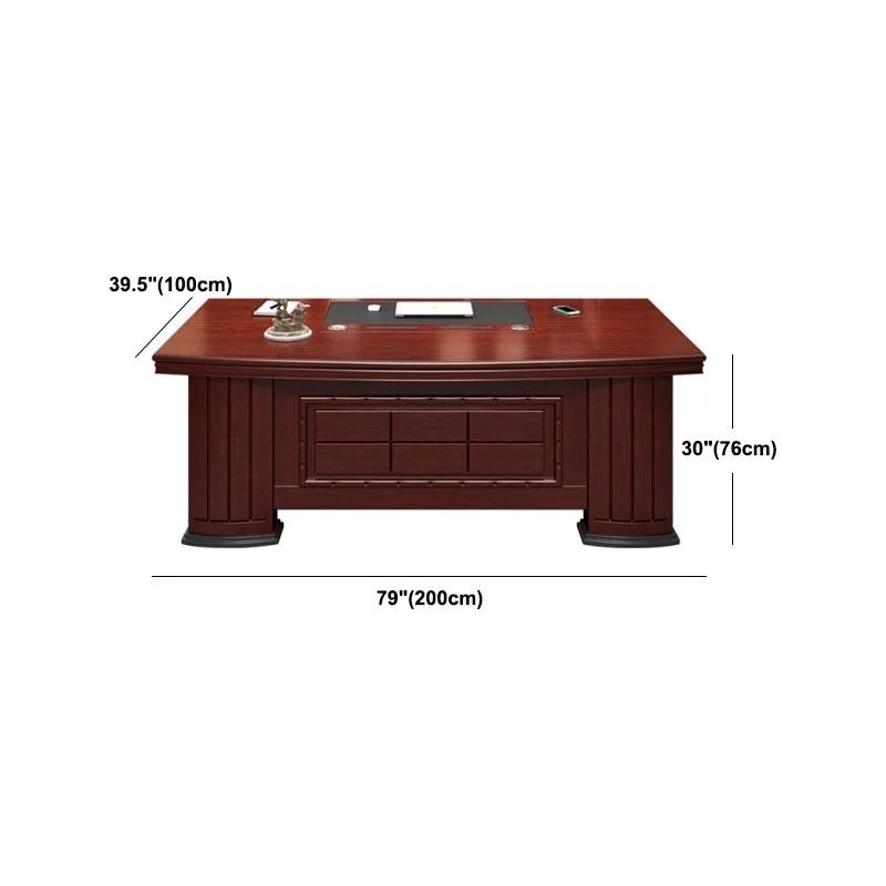 Scrivania da ufficio legno 2 cassetti Scrivania da ufficio marrone per casa o ufficio Clearhalo