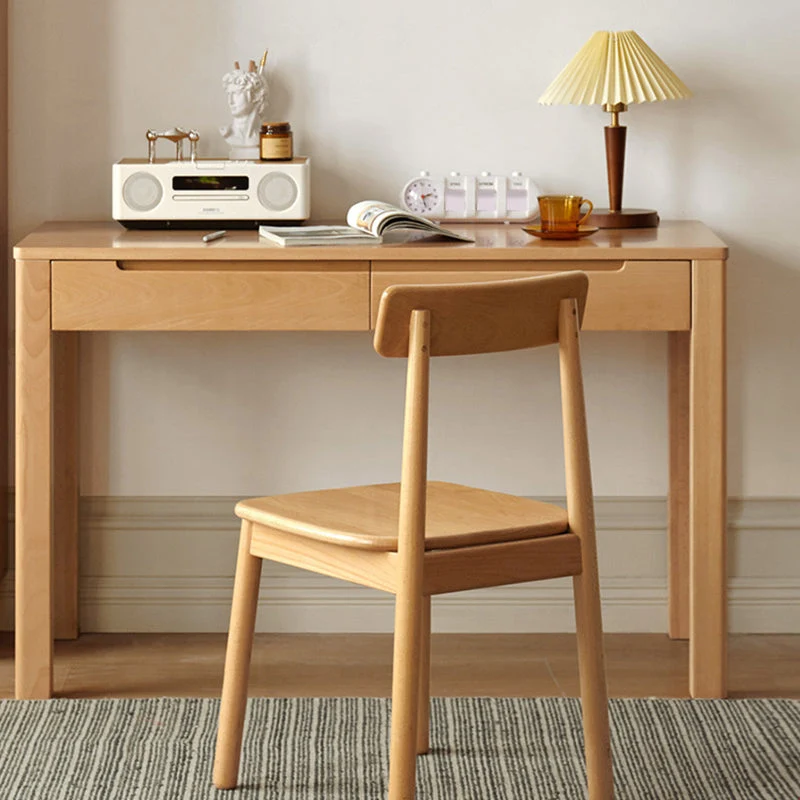 Scrivania da ufficio legno di faggio, moderna, naturale, con cassetto Clearhalo