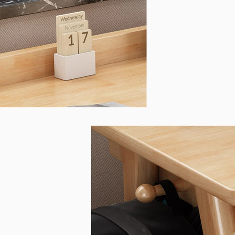 Scrivania da ufficio legno di gomma Scrivania per la casa legno massello 2 cassetti con ripiano Clearhalo