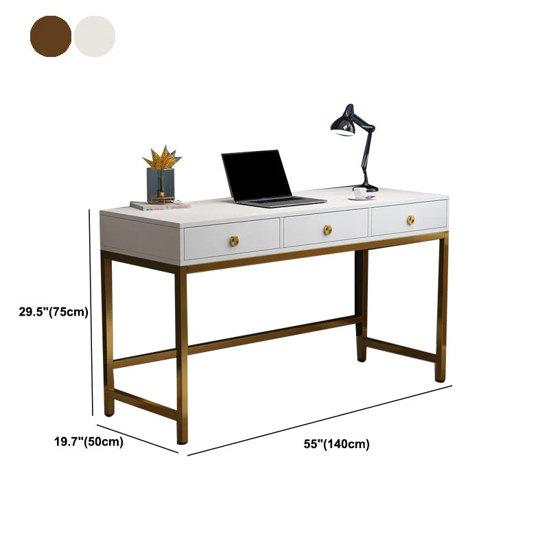 Scrivania da ufficio legno lavorato Glam da 19,68 pollici con 2 cassetti Clearhalo