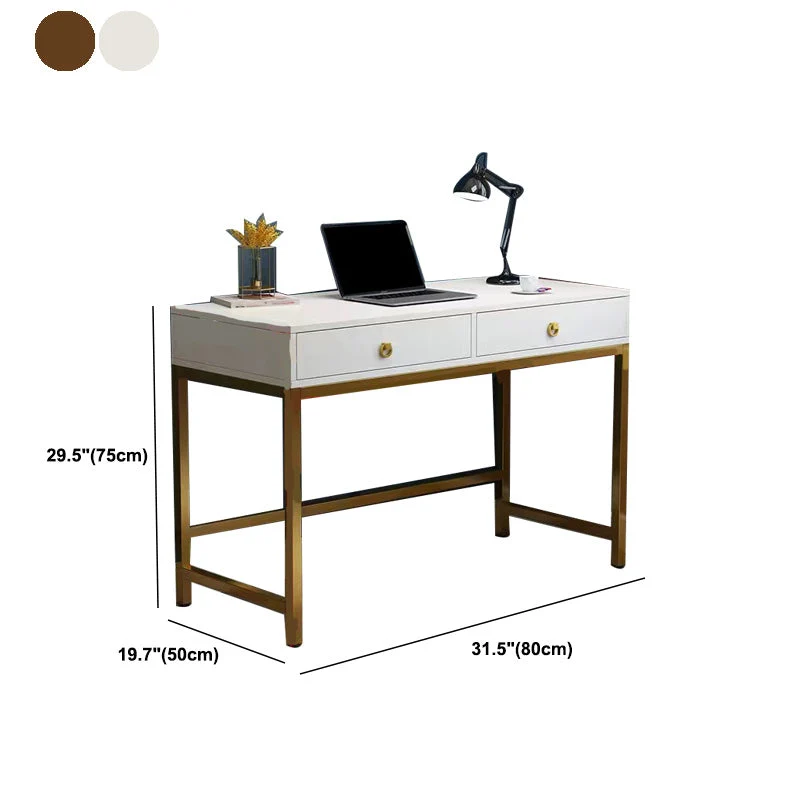 Scrivania da ufficio legno lavorato Glam da 19,68 pollici con 2 cassetti Clearhalo