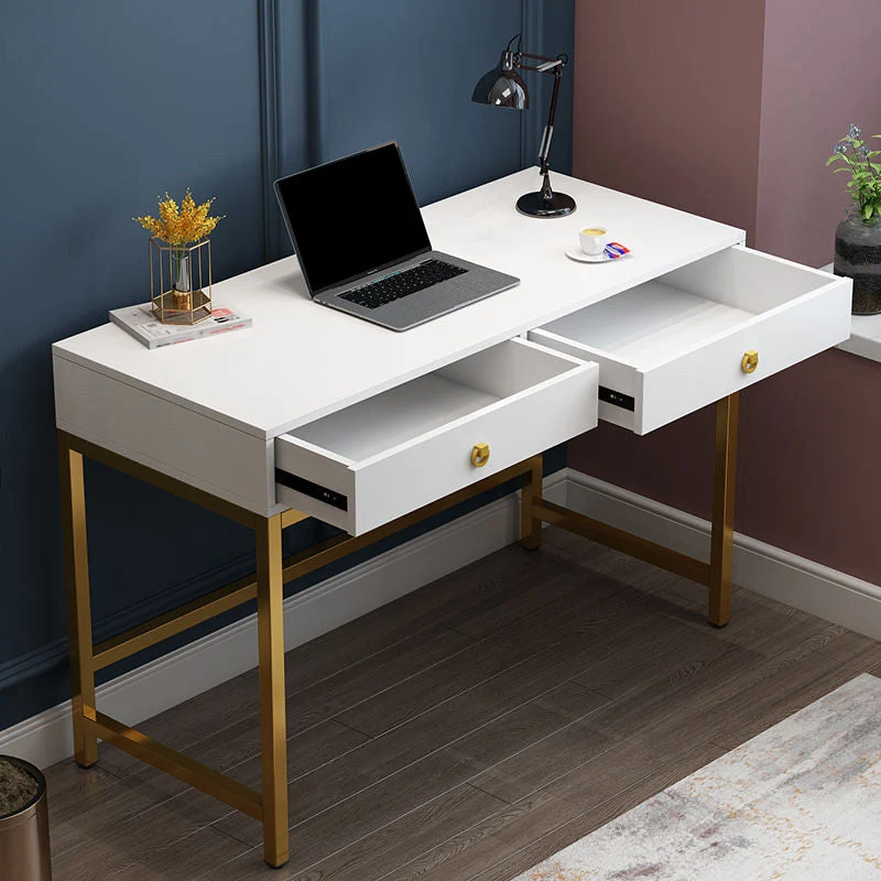 Scrivania da ufficio legno lavorato Glam da 19,68 pollici con 2 cassetti Clearhalo