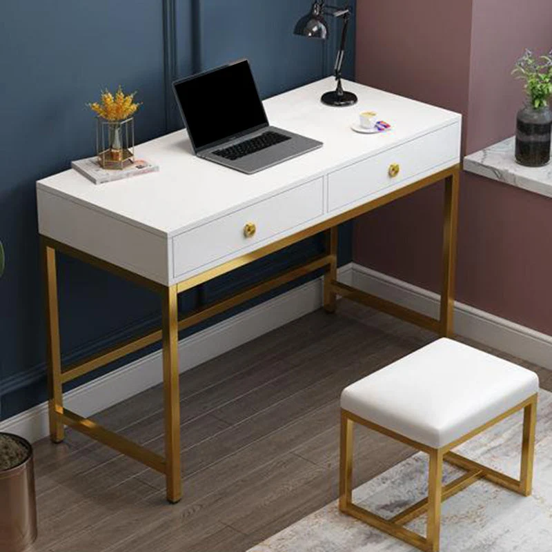 Scrivania da ufficio legno lavorato Glam da 19,68 pollici con 2 cassetti Clearhalo