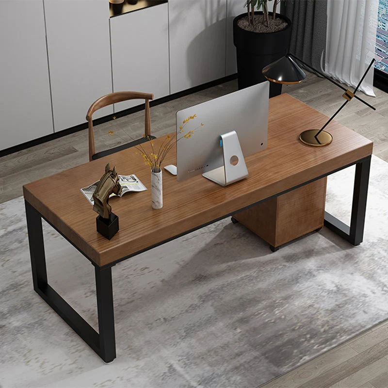 Scrivania da ufficio legno stile moderno, scrivania operativa di forma rettangolare marrone Clearhalo