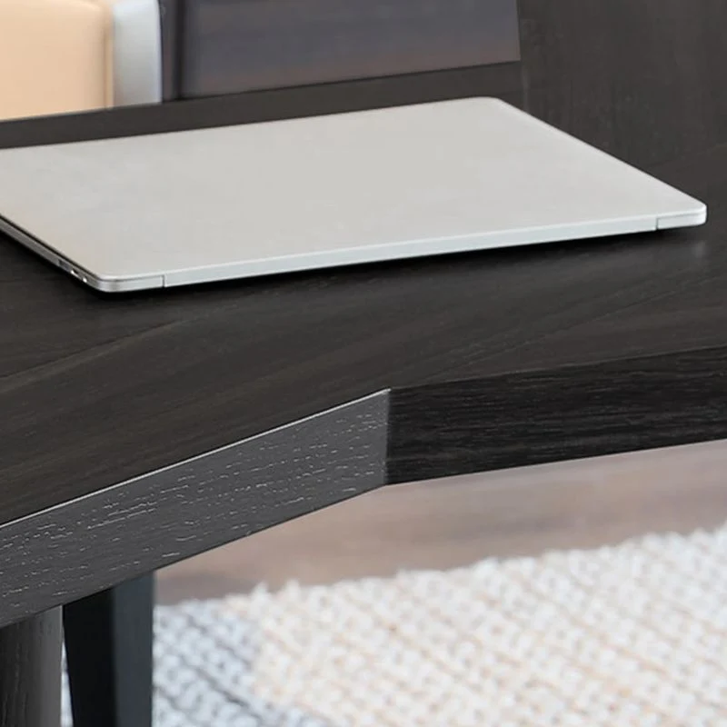 Scrivania da ufficio legno stile moderno, scrivania operativa di forma irregolare marrone/nero Clearhalo