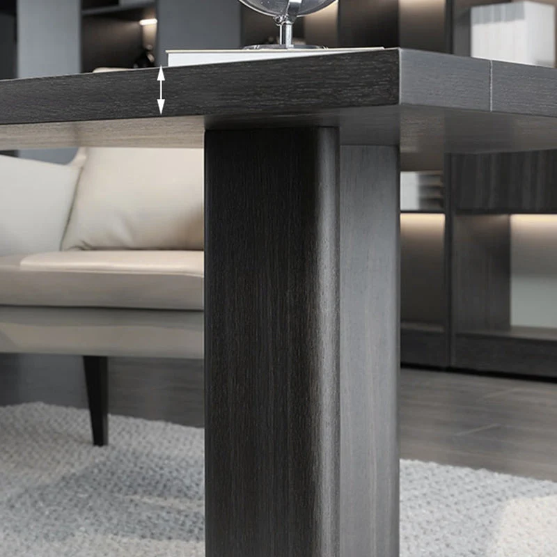 Scrivania da ufficio legno stile moderno, scrivania operativa di forma irregolare marrone/nero Clearhalo