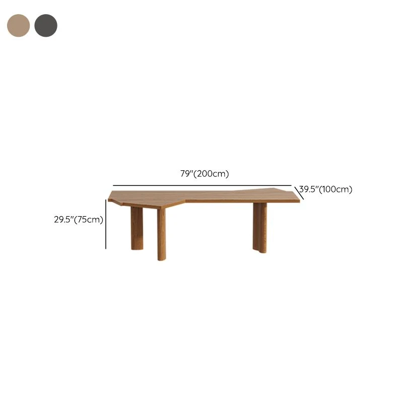 Scrivania da ufficio legno stile moderno, scrivania operativa di forma irregolare marrone/nero Clearhalo
