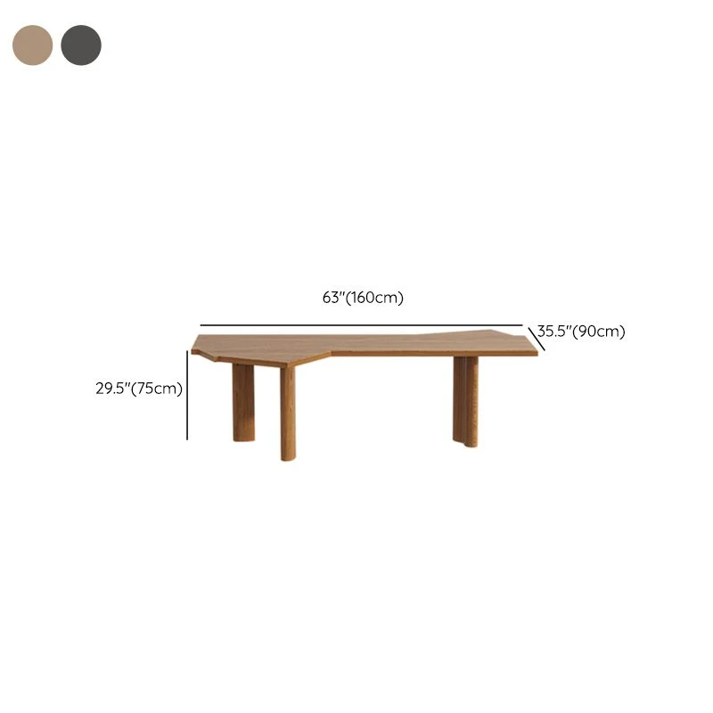 Scrivania da ufficio legno stile moderno, scrivania operativa di forma irregolare marrone/nero Clearhalo