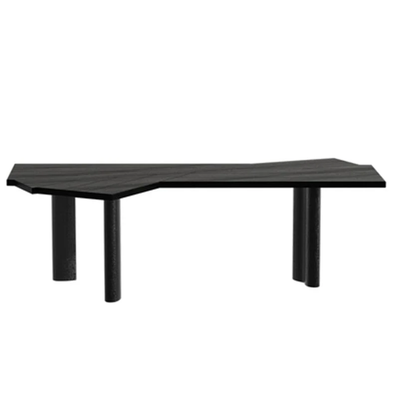 Scrivania da ufficio legno stile moderno, scrivania operativa di forma irregolare marrone/nero Clearhalo
