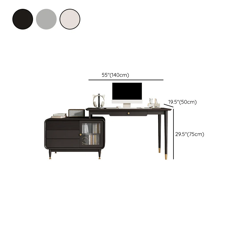 Scrivania da ufficio legno stile moderno, scrivania operativa di forma rettangolare con 4 cassetti per la casa Clearhalo